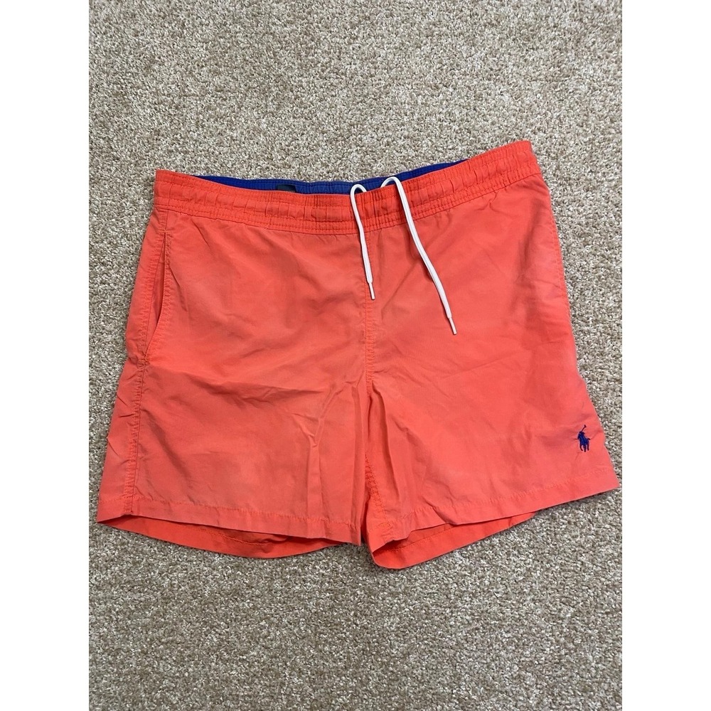 VTG Polo Ralph Lauren Swim Trunks Mens Small Orange Pony Bathing Suit Mens Lined